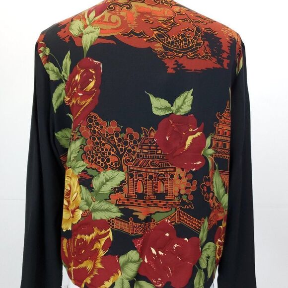 Harari Vintage Pure Silk Floral Long Sleeve Blouse D-0096c5 - Picture 5 of 9